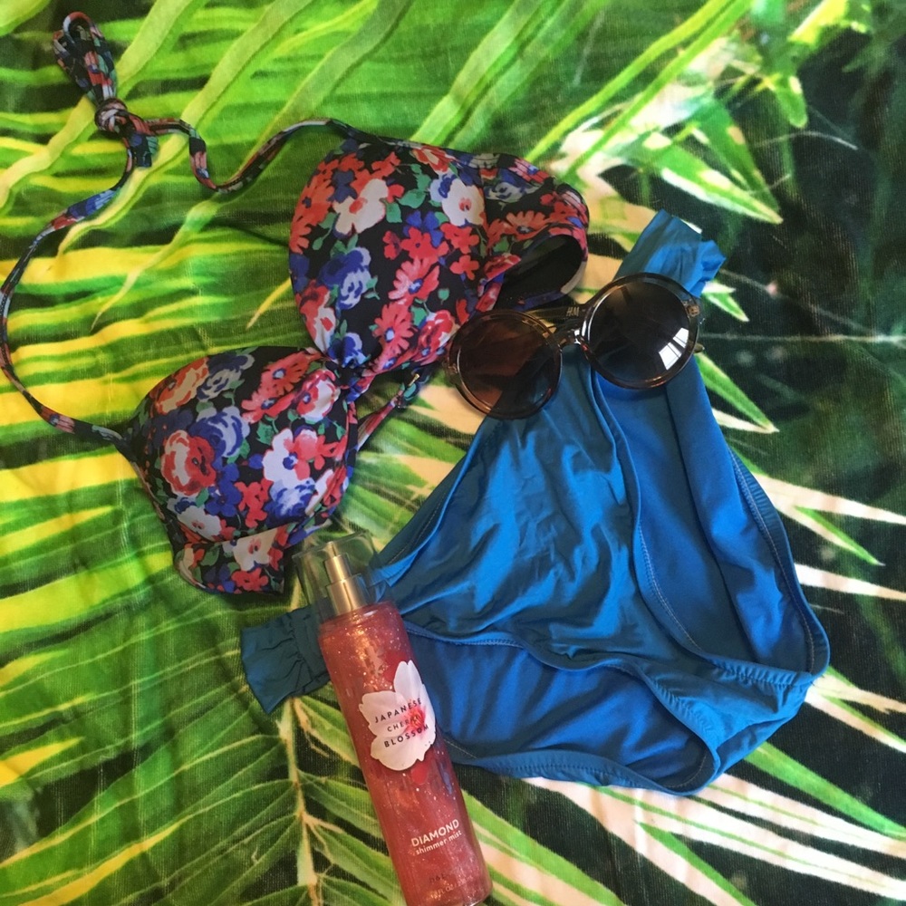 Mossimo solid blue bikini bottoms